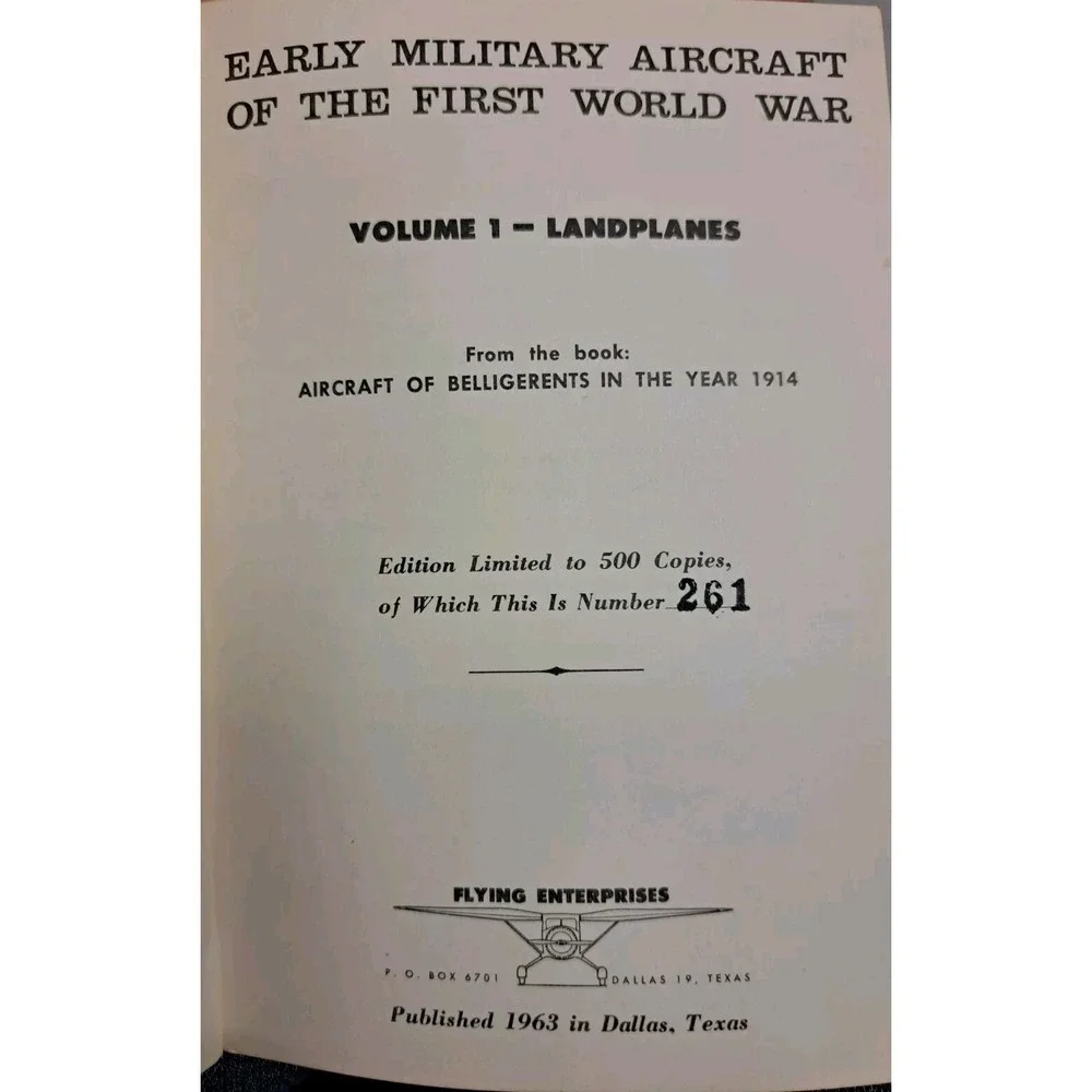 VTG‎ Military Aircraft First World War Book Limited Collectors Edition RARE